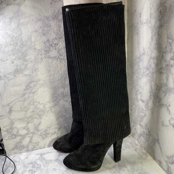 Louis Vuitton Suede Knee High Ridge Accent Heeled Boots 38.5 - Picture 3 of 11